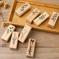 thumbnail image 4 of Yammee 8-Count Wooden Rubber Stamps Retro Floral Plant Stamps for Kid Adult Cardmaking DIY Scrapbook Diary Journal Photo Album, 4 of 16