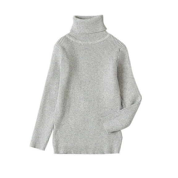 Odeerbi Turtleneck Sweater for Kids Toddler Baby Knit Sweater Soft Solid Warm Sweater Crochet Pullover Black