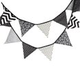 thumbnail image 2 of Banderas 12 3,2 m algodón fiesta boda banderín banderines decoración negro blanco, 2 of 6