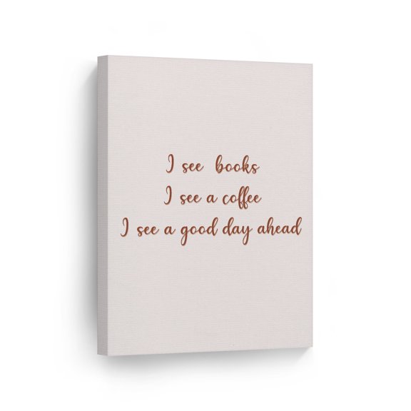 Smile Art Design Boho Minimalism Art Coffee and Books Motivational Quote Abstract Canvas Wall Art Print Office Living Room Dorm Bedroom Aesthetic Modern Home Decor - 40x30