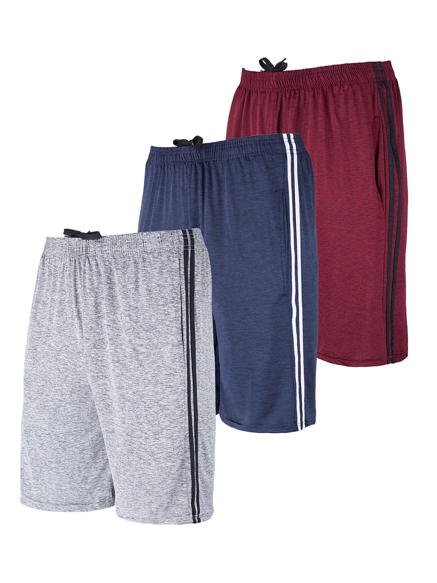 Real Essentials Men's Big & Tall 3-Pack Dry Fit & Mesh Active Athletic Perfomance Shorts 3X-5X 