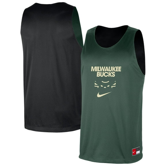 Men's Nike Hunter Green/Black Milwaukee Bucks-Courtside Reversible Mesh Practice Jersey