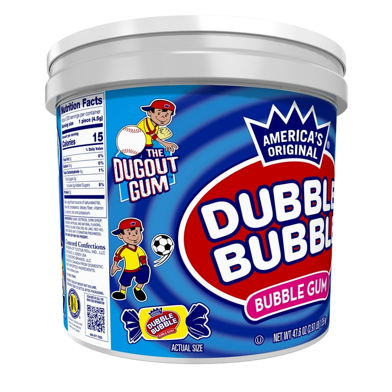 Dubble Bubble Bubble Gum Original Pink 300 Piece Tub Long-Lasting