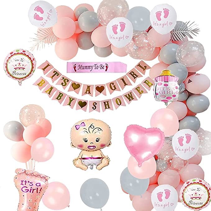 AOWEE Baby Shower Party Balloon Decoration, Baby Shower Girl Birth Pink