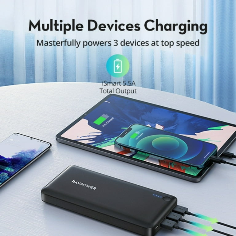 RAVPower 26800mAh Power Bank, 3-Port USB, Original HyperAir