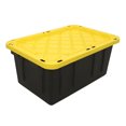 thumbnail image 2 of Stackable Strong Tote Bin, Plastic Organizer Box, Black Base & Yellow Snap-on Lid 64L (6/CASE), 2 of 4