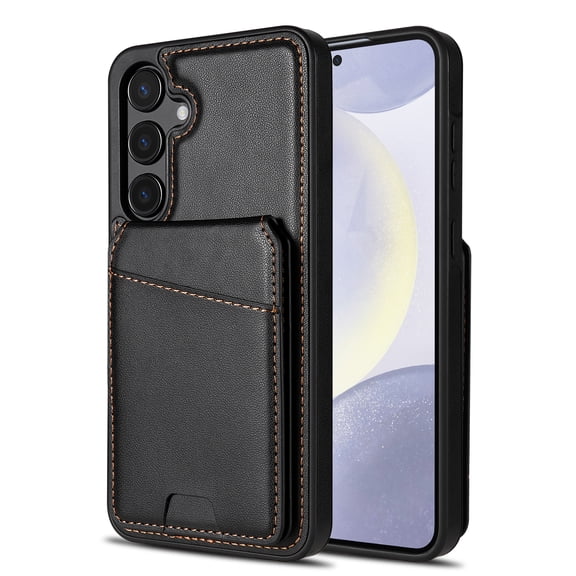 Compatible With Samsung Galaxy S24  Magnetic Detachable Wallet Case,PU Leather Back Flip Kickstand,[Compatible With Magsafe],With Card Slots,Shockproof Rugged Phone Case Cover,Black