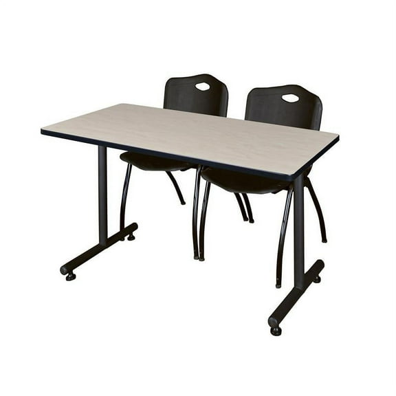 Regency 48" x 30" Kobe Training Table- Maple and 2 "M" Stack Chairs- Black