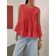 thumbnail image 4 of Blusa Plisada Sin Mangas con Peplum de Verano para Mujer, Estilo Babydoll Y2K con Cuello Redondo. Rojo L, 4 of 9