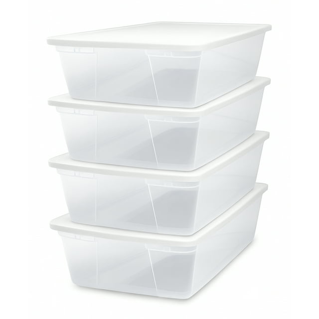 Homz Snaplock 41 Qt Plastic Storage Container w/Latching Lid (4 Pack)