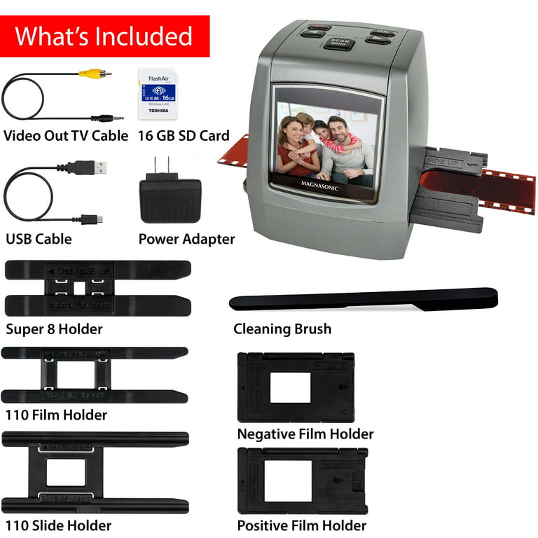 Magnasonic All-In-One 22MP Film & Slide Scanner with 35mm Negative Film  Holders, Converts Film & Slides - Black