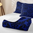 thumbnail image 4 of Homewish Boho Damask Skull Quilt Full for Boys Girls, Royal Blue Gothic Halloween Full Bedspread Sets, 3pcs, 4 of 7