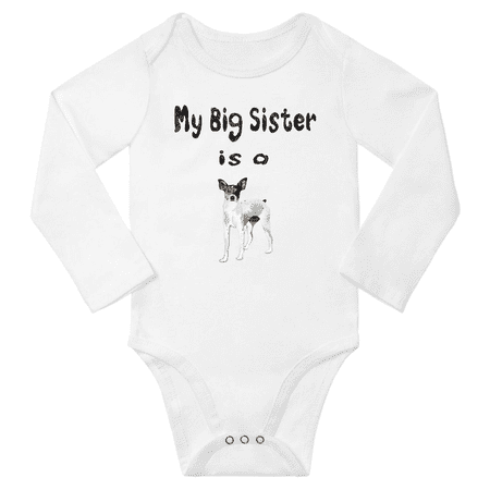 

My Big Sister is a RAT Terrier Dog Cute Baby Long Sleeve Bodysuit Boy Girl (White 12-18M)
