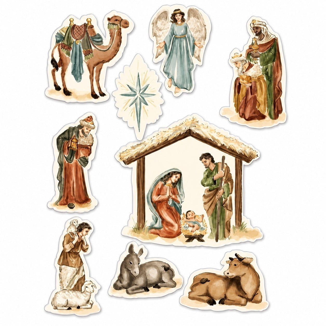 Nativity Scene Christmas Window Clings, Multicolor, 10.8" x 16.8", by Holiday Time