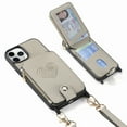 thumbnail image 5 of Compatible with iPhone 11 Pro Max Case Wallet, with Credit Card Holder Zipper Pocket Crossbody Strap Heart Pattern PU Leather Magnetic Clasp Kickstand Heavy Duty Protective Flip Cover, Gray, 5 of 12