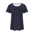 thumbnail image 7 of Womens T Shirts Short Sleeve Pleated Dressy Casual Scooped Neck Summer Tops Blouses, 7 of 7