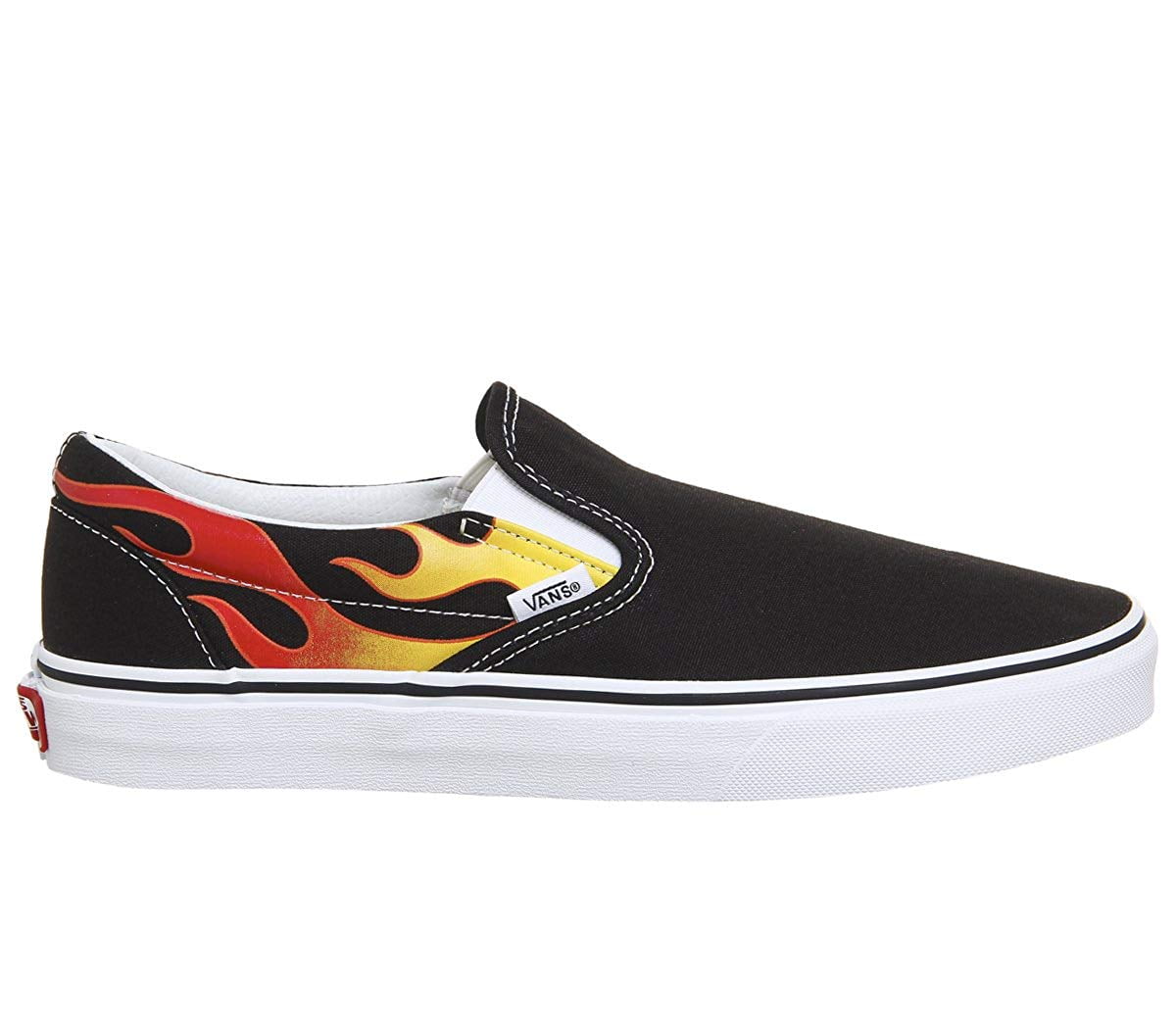 Vans Classic Slip On Flame Black/True White Men's Skate Shoes Size 11.5 ...