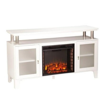 Southern Enterprises Cabrini Fireplace TV Stand in White  Walmart.com