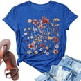 thumbnail image 5 of Womens T Shirt Flower Cute Fashion Printed Short Sleeve Dressy Casual Clothes Blue 3XL, 5 of 5