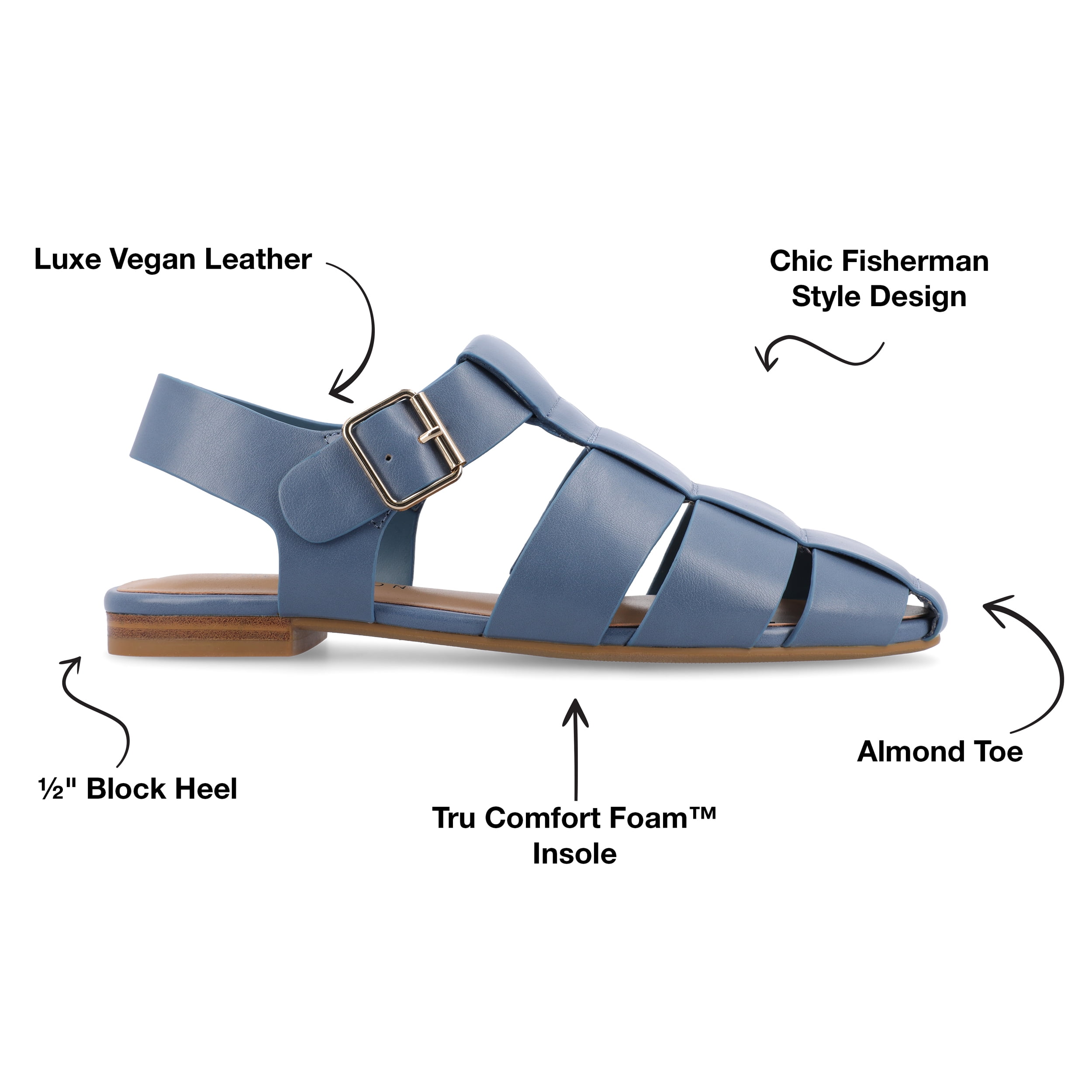 Journee Womens Cailinna Caged Buckle Square Toe Flats, Widths Available