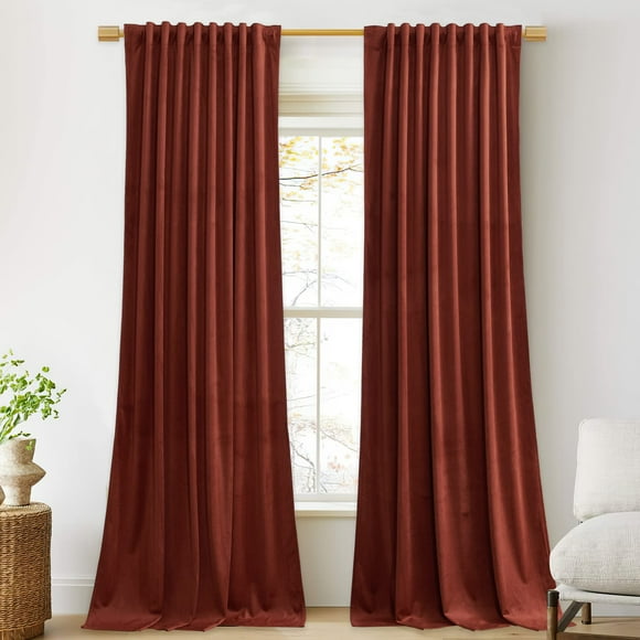 Cortinas Stangh de terciopelo rojo oxidado 132 x 213 cm (ancho x largo), 2 paneles