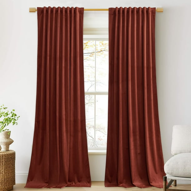 Cortinas Stangh de terciopelo rojo oxidado 132 x 213 cm (ancho x largo), 2 paneles