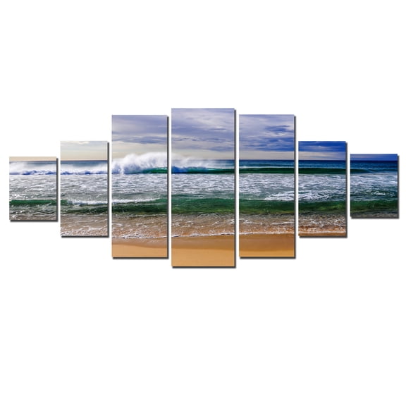 Startonight Huge Canvas Wall Art Ocean Waves, Home Decor, Dual View Surprise Artwork Modern Framed Wall Art Set of 7 Panels Total 39.37 x 94.49 inch