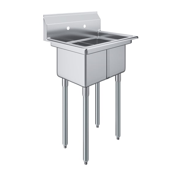 AmGood 20 in. x 26 in. Stainless Steel Two Compartment Sink with 10 in. x 14 in. x 10 in. Bowls