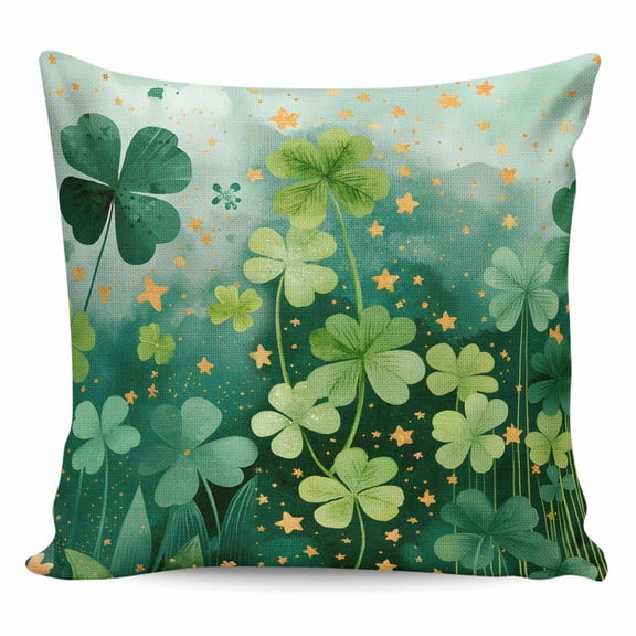 St. Patrick's Day Pillow Covers 16x16 Inch Decorative Throw Pillow Cover, Lucky Shamrocks Gradient Green Leaves Rustic Sofa Pillowcases Accent Cushion Case Home Decor Bedroom Living Room