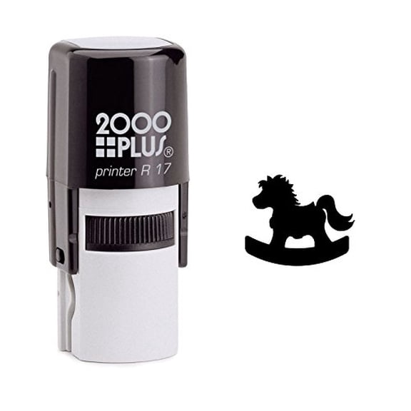 StampExpression - Rocking Toy Horse Self Inking Rubber Stamp - Black Ink (W-6182)