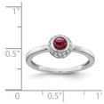 thumbnail image 2 of Solid 14k White Gold Diamond and Cabachon Garnet January Red Gemstone Engagement Ring Size 8 (.075 cttw.), 2 of 3