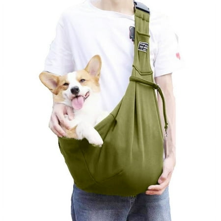 Folding Dog Backpack Breathable Pet Outgoing Bag Pet Bag Shoulder Crossbody Cat Bag military green