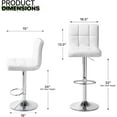 thumbnail image 3 of YSNW White Color Square Adjustable Height Swivel Bar Stool Lift Pub Chair, 3 of 18