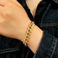 thumbnail image 4 of Hip Hop Men's Miami Metal Chunky Cuban Chain Bracelet Bling Luxury Iced Out 2 Row Rhinestone Cuban Bracelet Minimalism Jewelry GC, 4 of 6
