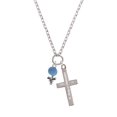 thumbnail image 2 of Delight Jewelry Silvertone Blue Baby Rattle Be Strong and Courageous Engraved Cross Zoey Necklace, 28", 2 of 4