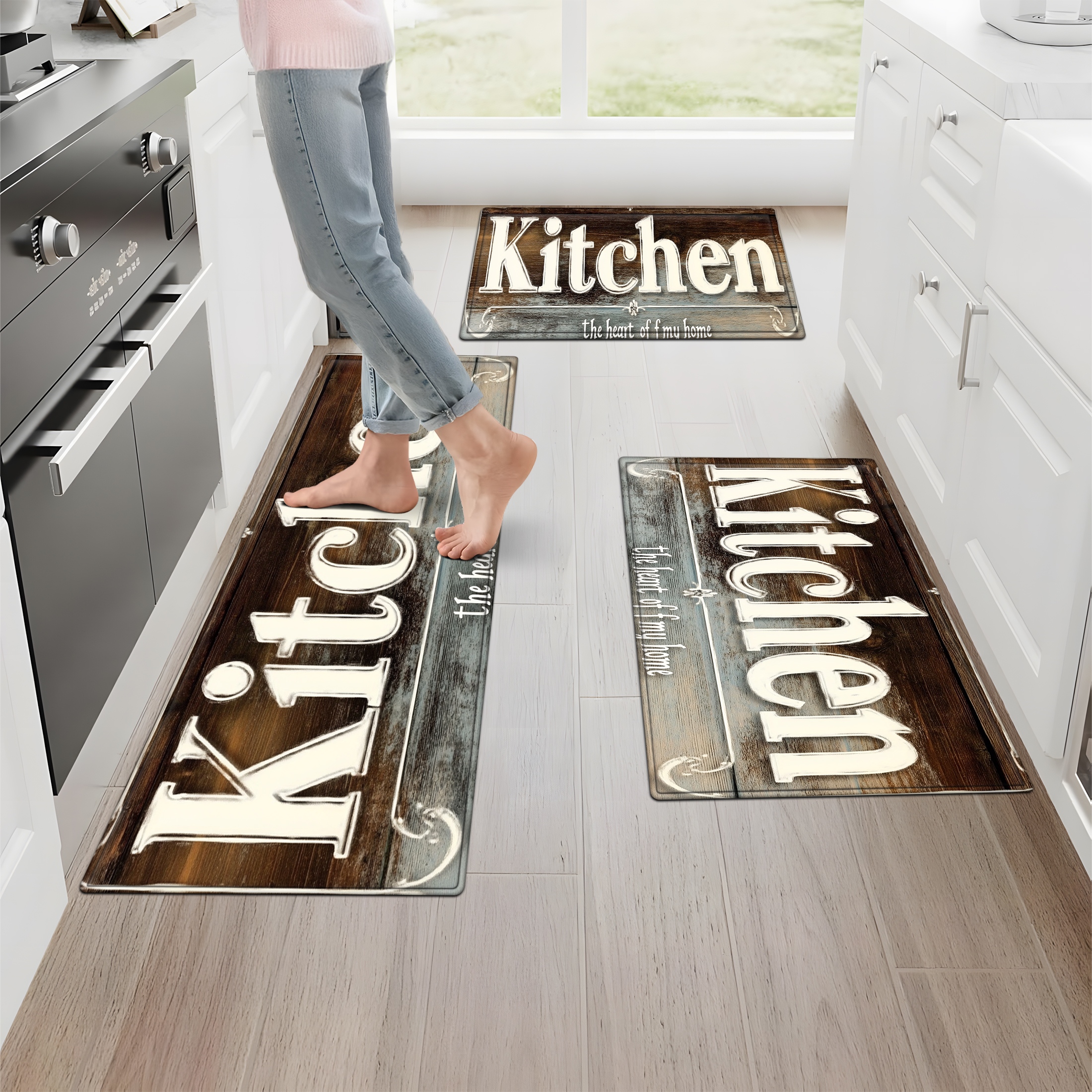 YIMEIS Fall Christmas Halloween Kitchen Mat Cushioned Anti Fatigue Kitchen Rug 47''*18'' Non Slip Kitchen Rugs and Mats Standing Desk Mat Comfort Floor Mats for Kitchen House Sink 3 Piece Set