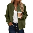 thumbnail image 3 of jtjvou Jacket Women Varsity Casual Button Down Lightweight 2025 Fall Fashion Short School Outfits with Pockets Green L, 3 of 9