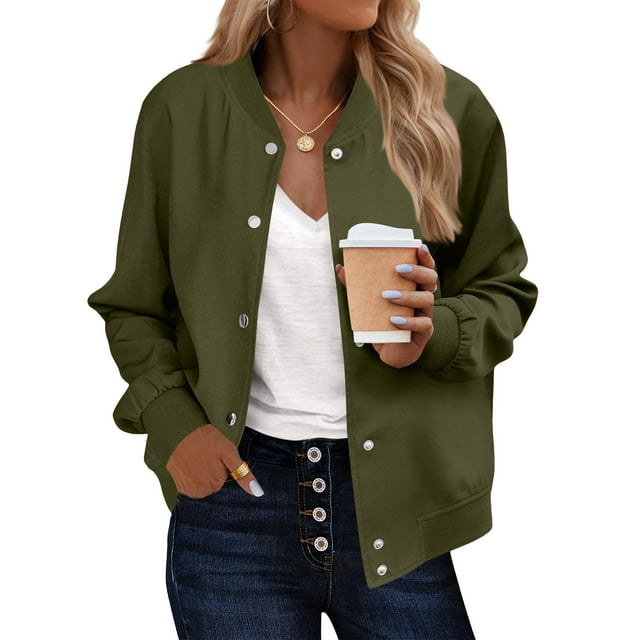 Cropped Jackets for Women Snap Front Lightweight Fall Jackets Thicken Warm Winter Coats with Pockets
