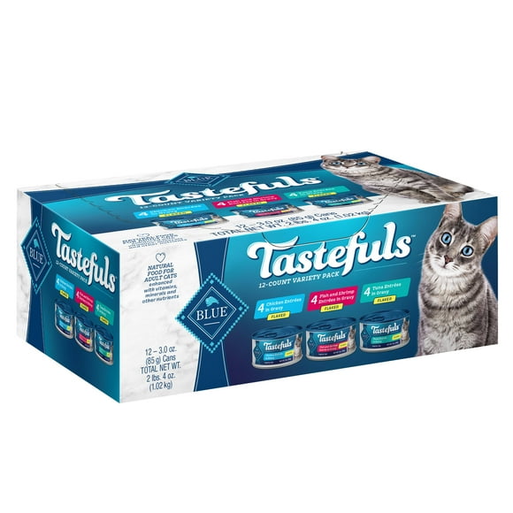 Blue Buffalo Blue Tastefuls Natural Adult Gravy Variety Pack Wet Cat Food, 3 Oz. (Pack of 6)