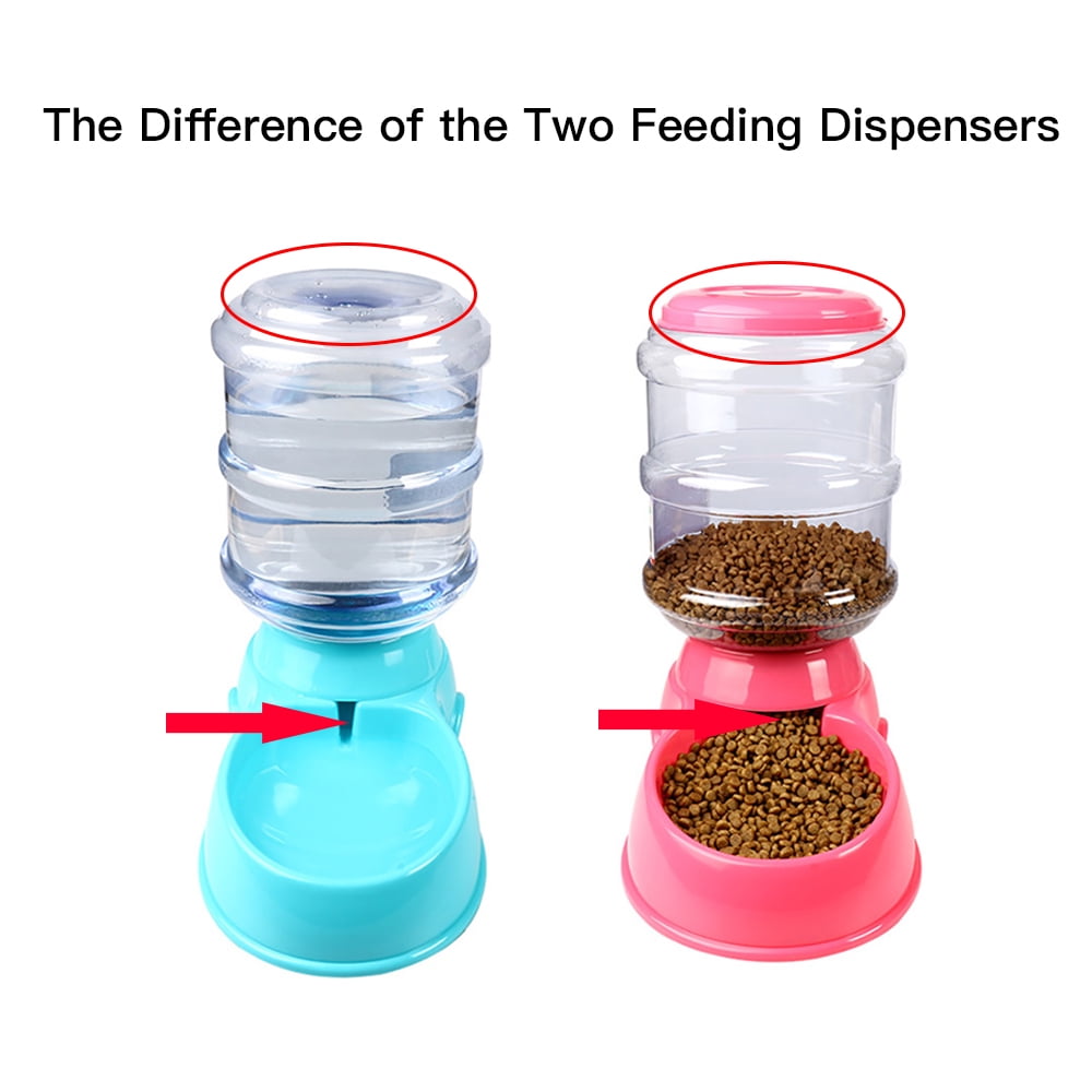 M Buder Automatic Pet Food Dispenser 3.8L (1 gal) Gravity Feeder Set for Dogs Cats, Pink