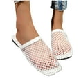thumbnail image 5 of Viluyesy Womens Slide Sandals, Closed Toe Breathable Comfort Fishnet Woven Spring Summer Casual Flat Shoes White 6, 5 of 7