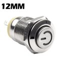 thumbnail image 3 of 12Mm Metal Push Button Switch Power Button Waterproof Flat Led Light 12V-24V White, 3 of 10
