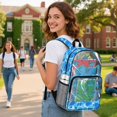 thumbnail image 3 of ZIATUBLES 17 Inch Heavy Duty Clear Backpack, Fabric & PVC Transparent Bag with Sea Turtle Ocean Print, Large Capacity See Through Bag Easy to Clean for School College Work, 3 of 7