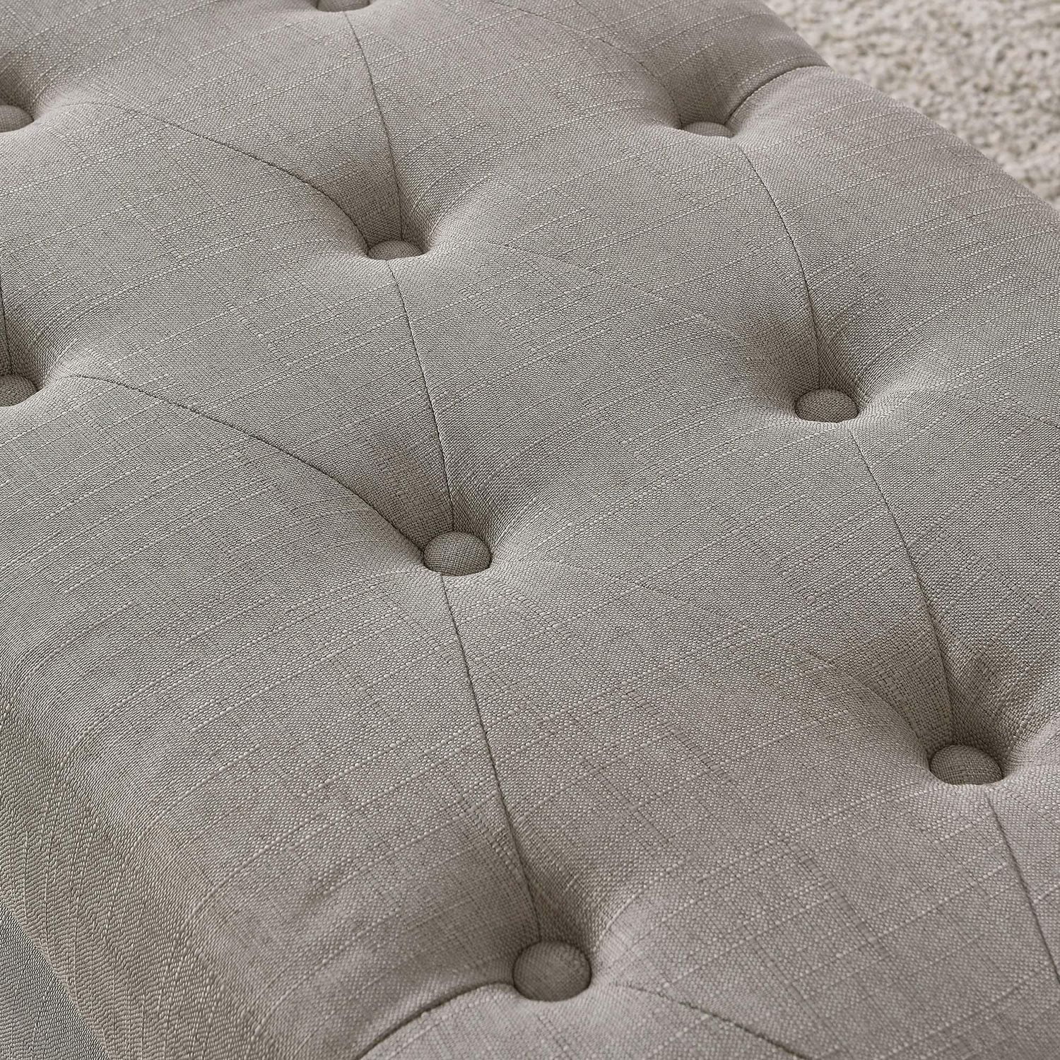 Modern Fabric-Upholstered Rectangular Storage Ottoman Bench - Light Grey