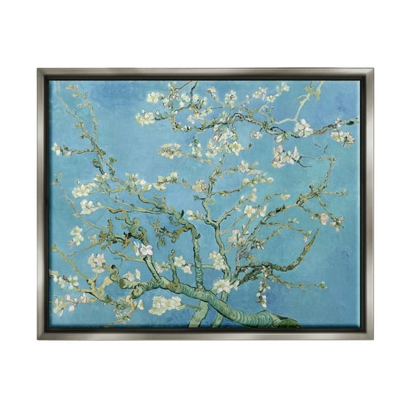 Stupell Industries Almond Blossoms Vincent van Gogh Classic Tree Blossom Painting Painting Luster Gray Floating Framed Canvas Print Wall Art, Design by one1000paintings
