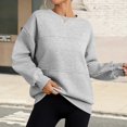 thumbnail image 2 of ManxiVoo Women's Crewneck Sweatshirt Long Sleeve Loose Fit Casual Pullover Top Spring Fall Essentials L Size Light Ashy, 2 of 6