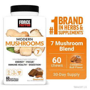 Modern Mushrooms Soft Chews, Mushroom Supplement Complex, Cinnamon Roll, 60 Chews by Force Factor