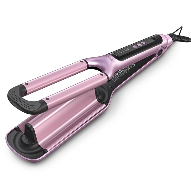 KIPOZI Curling Iron Beach Waves Crimper Adjustable Temperature, Hair