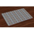 thumbnail image 1 of Ambesonne Colorful Place Mats Set of 4, Checkered Floral Retro, Standard Size, Multicolor, 1 of 4