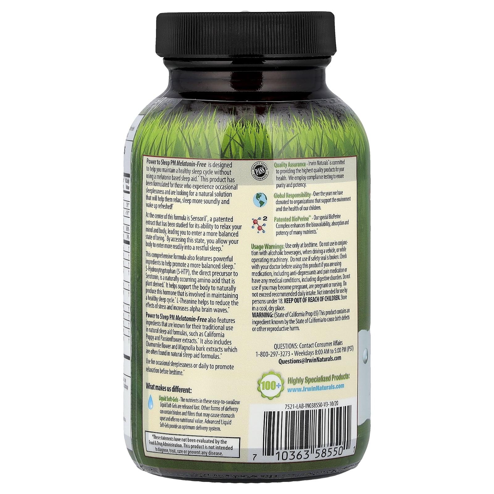 Irwin Naturals Power to Sleep PM Melatonin-Free – Natural Sleep Support with Ashwagandha, Magnesium, GABA & L-Theanine – Promotes Calm Mind, Restful Sleep & Well-Being – 50 Soft-Gels